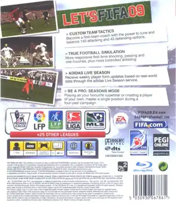 FIFA Soccer 09 (USA) (v1.02) (Disc) (Update) box cover back